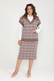 Костюм с юбкой 2252 кофе BONADI