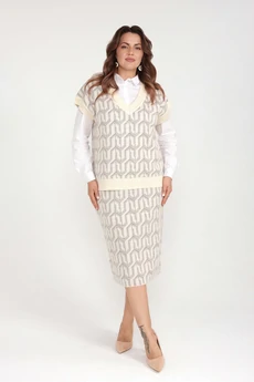 Костюм с юбкой 2252 экрю BONADI