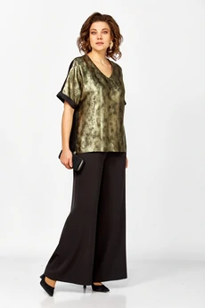 Костюм брючный 1076 черный + золото Багира АнТа