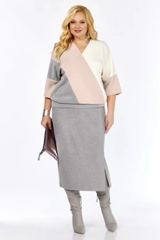 Костюм с юбкой 1078 серый Багира АнТа