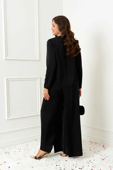 Костюм брючный 6386 черный + молочный Beautiful&Free