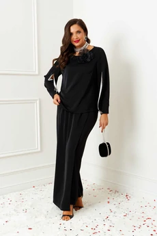 Костюм брючный 6386 черный + молочный Beautiful&Free