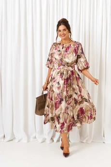 Платье 6412 бежево-бордовый Beautiful&Free