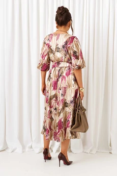 Платье 6412 бежево-бордовый Beautiful&Free