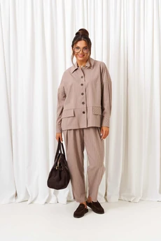 Костюм брючный 6414 полоска капучино Beautiful&Free