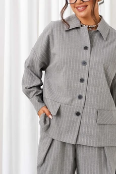 Костюм брючный 6414 полоска серая Beautiful&Free