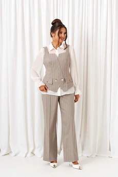 Костюм брючный 6417 полоска песочная Beautiful&Free