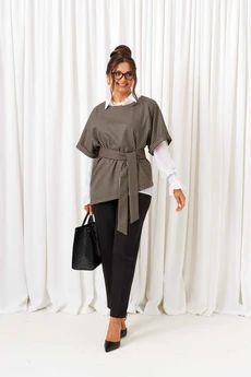 Костюм брючный 6419 оливково-черный Beautiful&Free