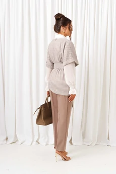 Костюм брючный 6419 песочно-молочный Beautiful&Free