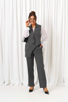 Костюм брючный 6422 полоска серая Beautiful&Free