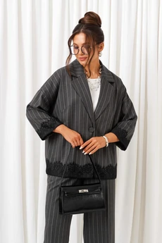 Костюм брючный 6431 темно-серая полоска Beautiful&Free