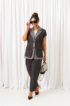 Костюм брючный 6434 тёмно-серый в полоску Beautiful&Free