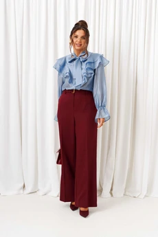 Костюм брючный 6441 марсала+голубой Beautiful&Free