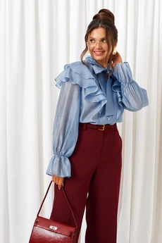 Костюм брючный 6441 марсала+голубой Beautiful&Free