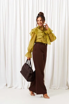 Костюм брючный 6441 шоколад+лайм Beautiful&Free