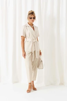 Костюм брючный 6446 бежевый+полоска Beautiful&Free