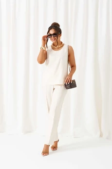 Костюм брючный 6455 песочно-молочный Beautiful&Free