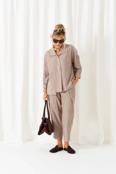 Костюм брючный 6459 полоска+кофе Beautiful&Free