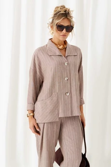 Костюм брючный 6459 полоска+кофе Beautiful&Free