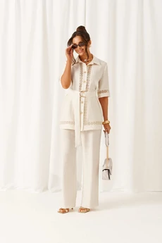 Костюм брючный 6461 белый Beautiful&Free