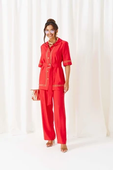 Костюм брючный 6461 красный Beautiful&Free
