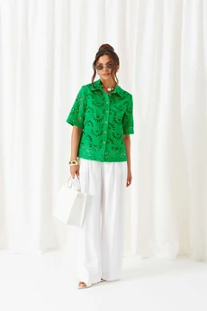 Костюм брючный 6463 бело-зеленый Beautiful&Free