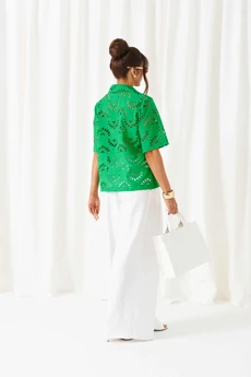 Костюм брючный 6463 бело-зеленый Beautiful&Free