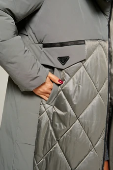 Пальто 8023 серый Beautiful&Free