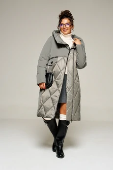 Пальто 8023 серый Beautiful&Free