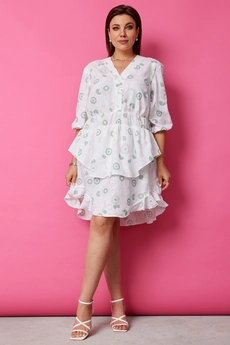 Платье 1056 шалфей на белом BegiModa