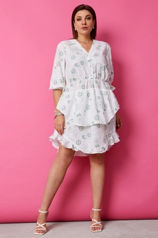 Платье 1056 шалфей на белом BegiModa