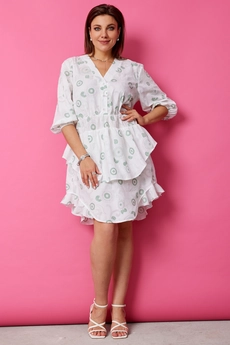 Платье 1056 шалфей на белом BegiModa