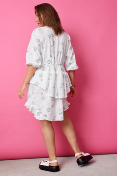 Платье 1056 шалфей на белом BegiModa