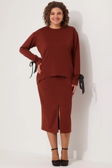 Костюм с юбкой 3078 терракот BegiModa