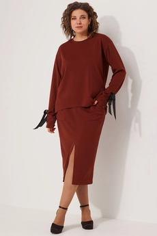 Костюм с юбкой 3078 терракот BegiModa