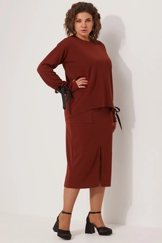 Костюм с юбкой 3078 терракот BegiModa