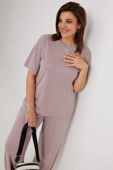 Костюм брючный 3096 розовый пепел BegiModa