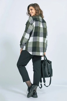Рубашка 4018 хаки + клетка BegiModa