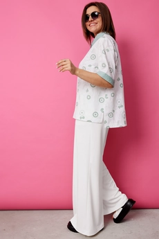Блузка 4132 шалфей на белом BegiModa