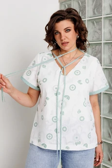 Блузка 4164 шалфей на белом BegiModa