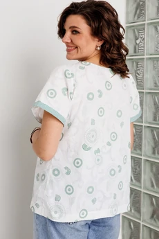 Блузка 4164 шалфей на белом BegiModa