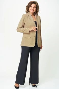 Костюм брючный 203+601 бежевый + черный БелЭльСтиль