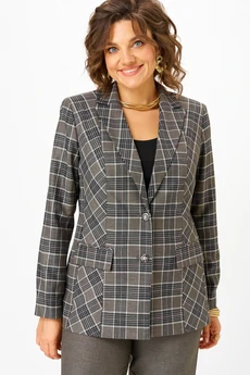 Жакет 412 клетка коричневая-1 БелЭльСтиль