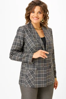 Жакет 412 клетка коричневая-1 БелЭльСтиль