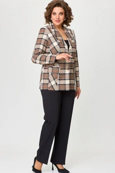 Жакет 412 коричнево-бежевая клетка БелЭльСтиль