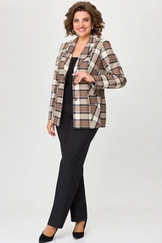 Жакет 412 коричнево-бежевая клетка БелЭльСтиль