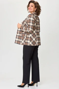 Жакет 412 коричнево-бежевая клетка БелЭльСтиль