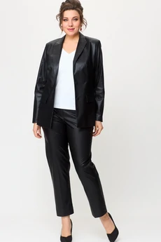 Костюм брючный 412+586 кожа черная БелЭльСтиль