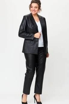 Костюм брючный 412+586 кожа черная БелЭльСтиль