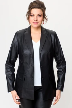 Костюм брючный 412+586 кожа черная БелЭльСтиль